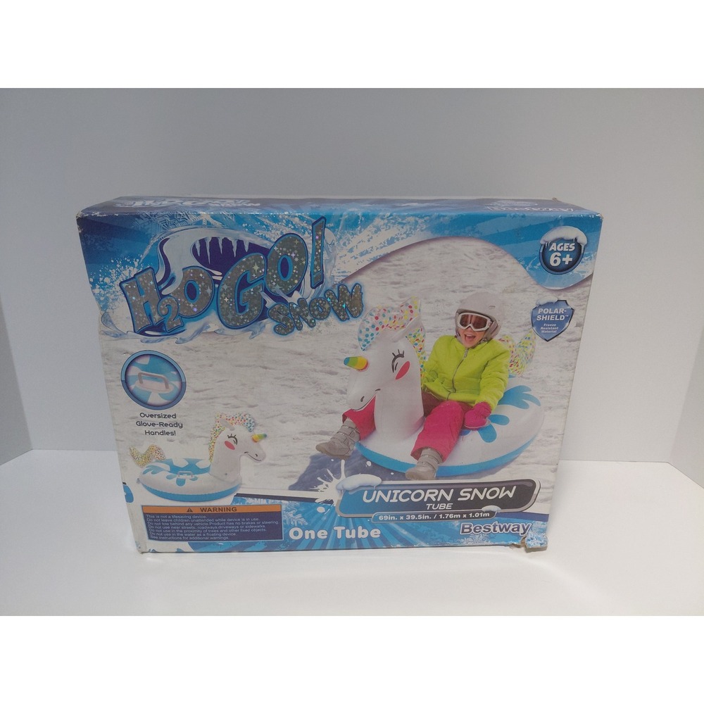 Bestway H2OGO Snow Unicorn Inflatable Snow Tube Sled Polar-Shield Kids Ages 6+